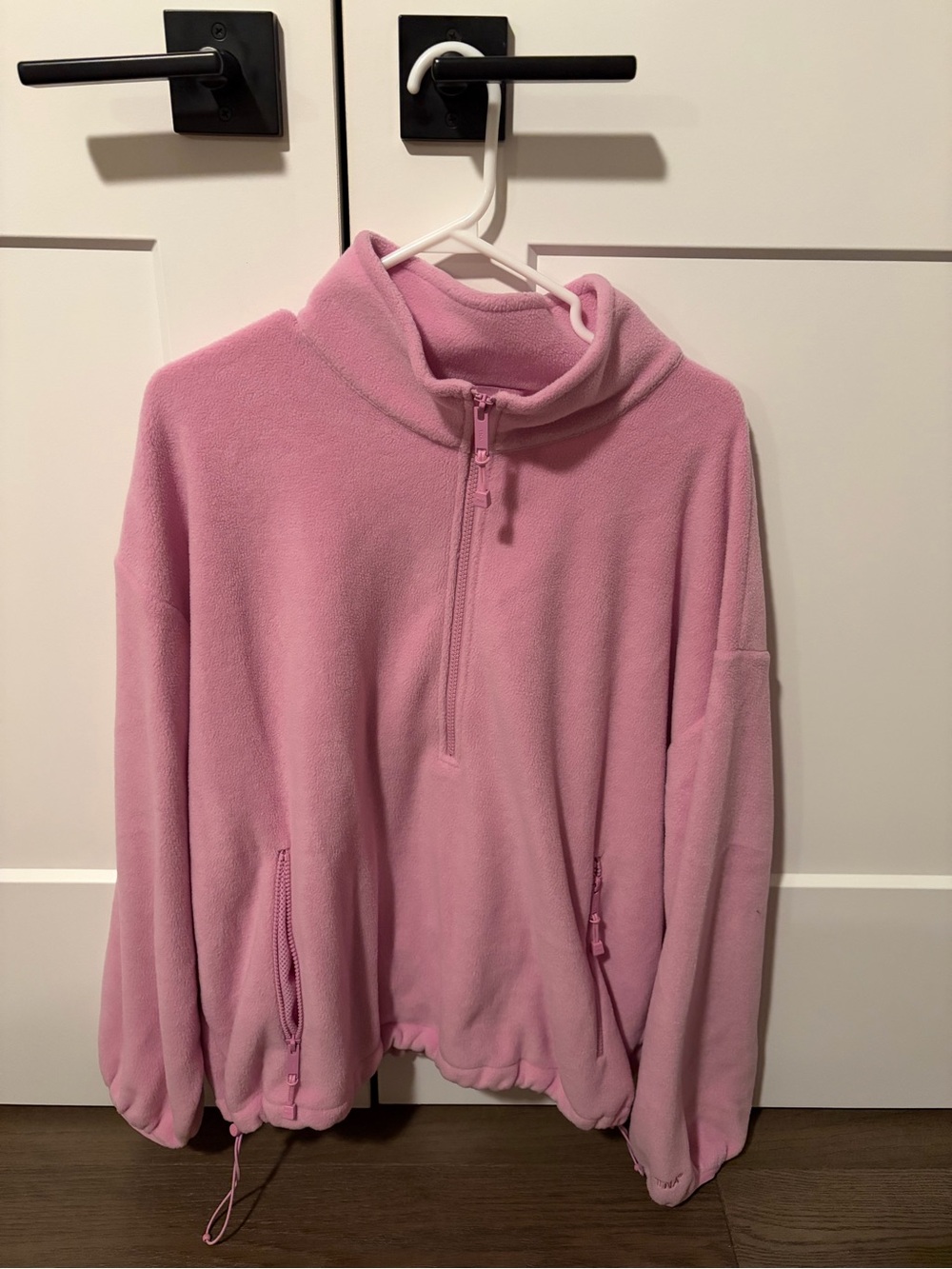 Aritzia Light Pink Half-Zip Cowl Pullover Fleece